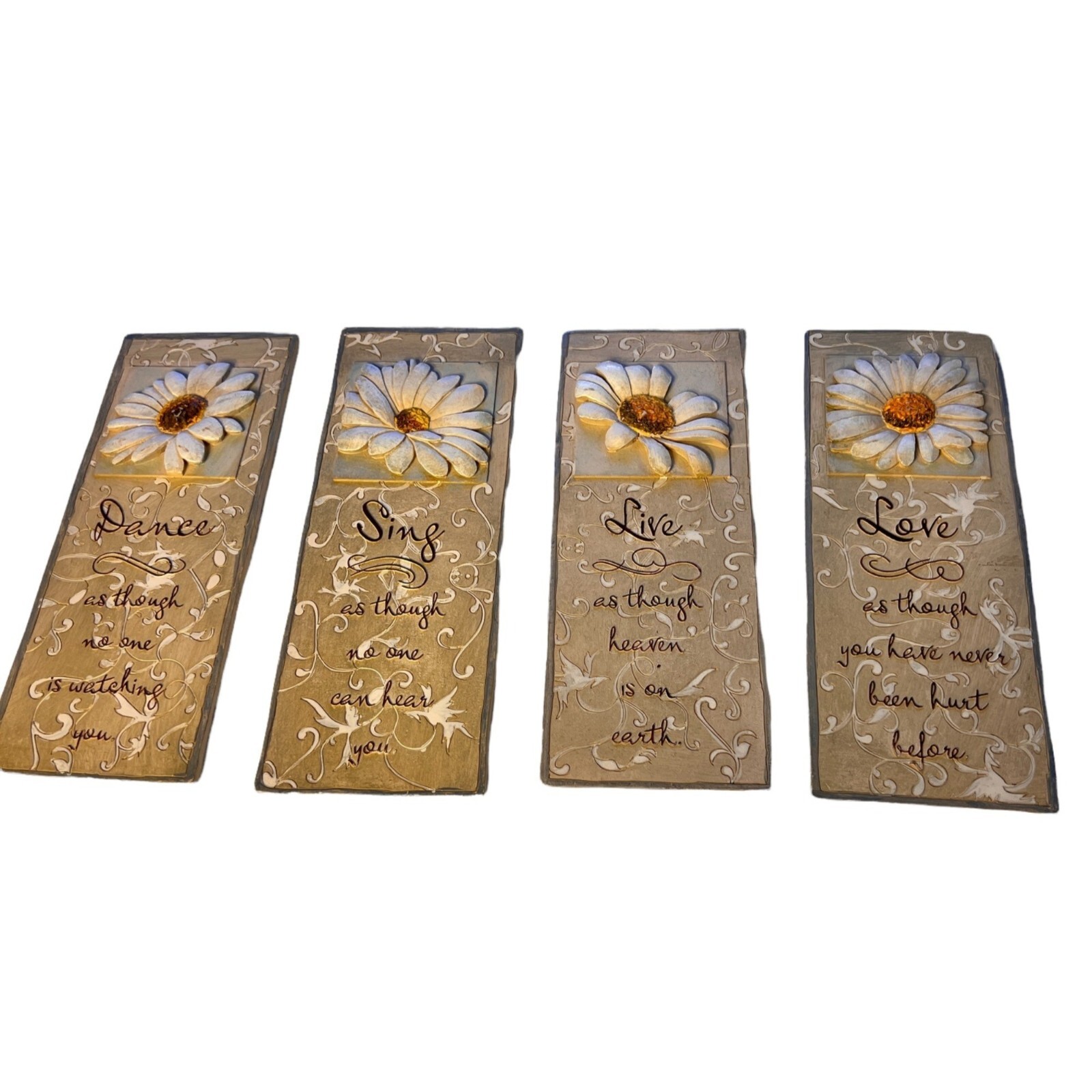 Ceramic Wall Decor Sunflowers Plaques Sing, Love, Dance, And Live Sku 4Plague