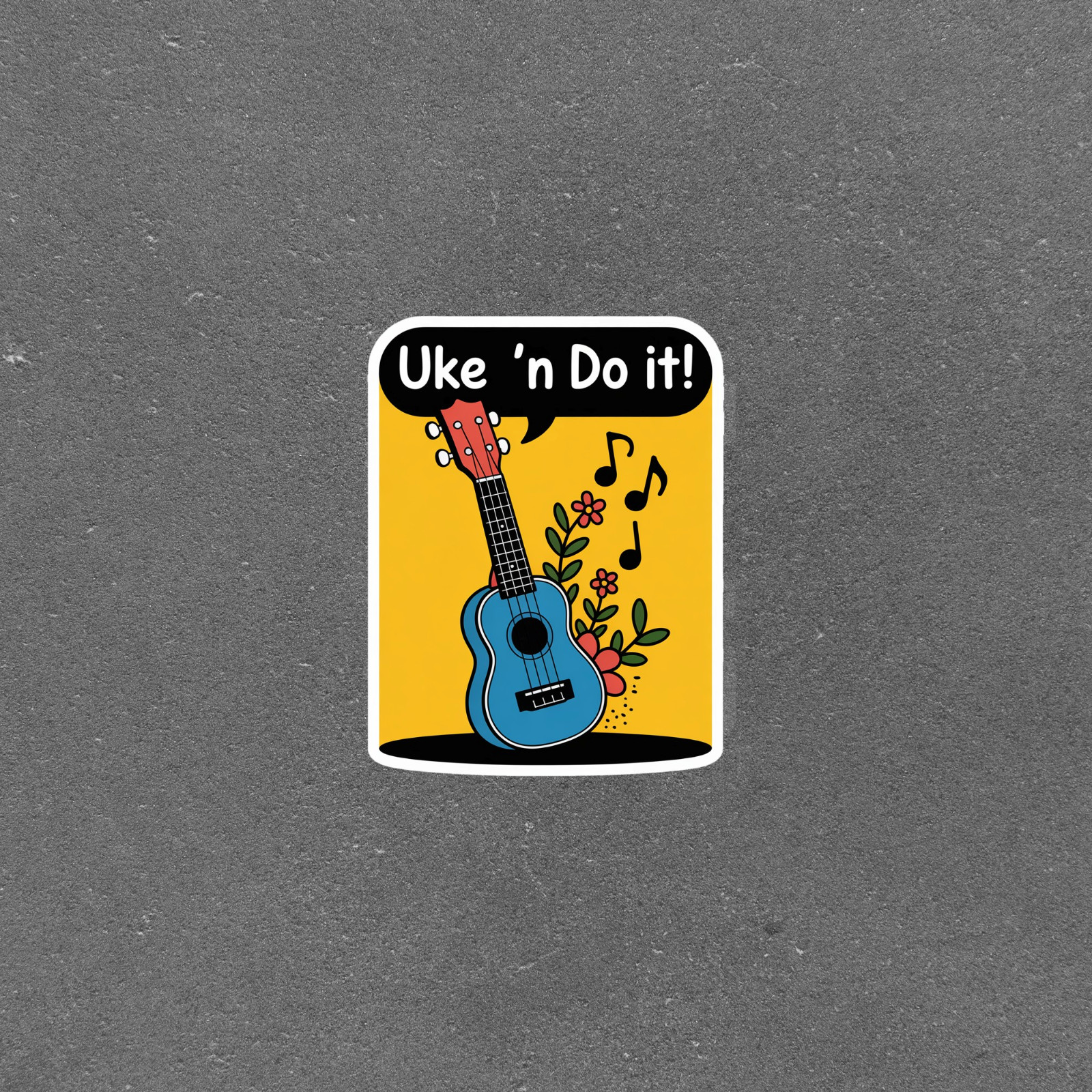 Inspirational Ukulele Music Sticker – Cute Blue Guitar Decal #6651