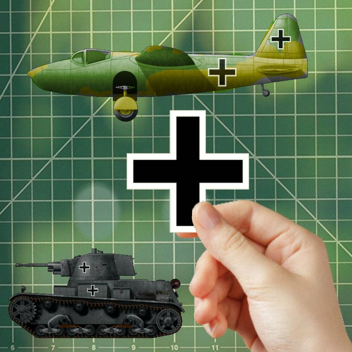 German Luftwaffe Balkenkreuz Cross Peel & Stick Stickers RC Planes – Set of 8