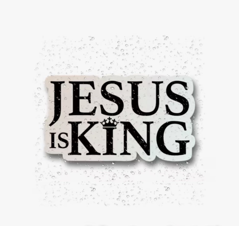 JESUS IS KING 2” VINYL DECAL DIECUT STICKER GOD CHRISTIAN FAITH 1PC