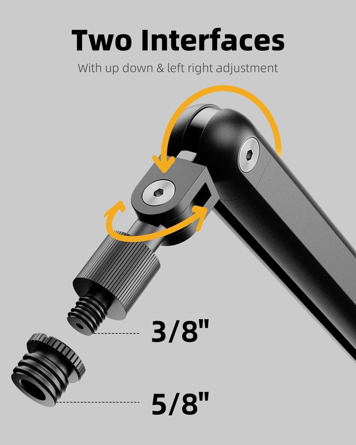 Mic Arm for Lightweight Mics, Microphone Arm Rotatable, Storable Desk Mic Stand