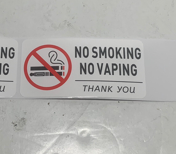 (4) 2”x4” No Smoking No Vaping Sticker Great For Rentals