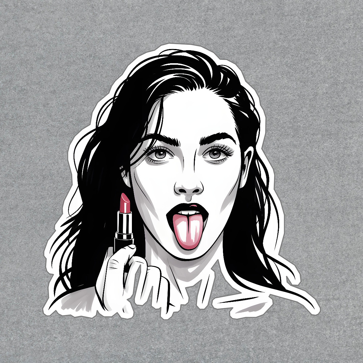 Bold Pop Art Lipstick Sticker Edgy Woman Illustration Modern Street #9024