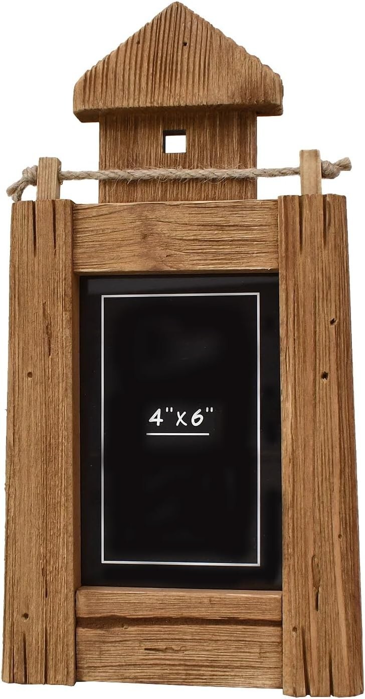 Aecipl Wooden Lighthouse Photo Frame Nautical Tabletop Decor Beach Themed (L)