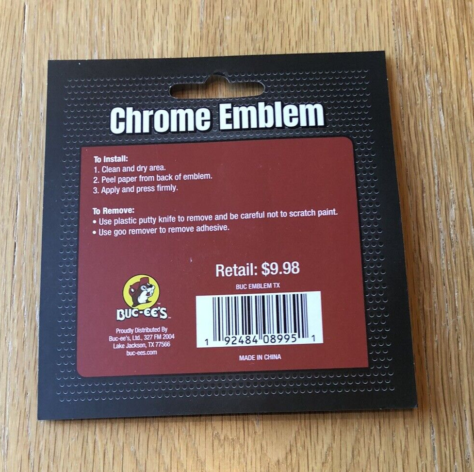 Buc-ee's Adhesive Chrome Emblem- Texas Shape- For Vehicles Laptops 1.5 x 3 in