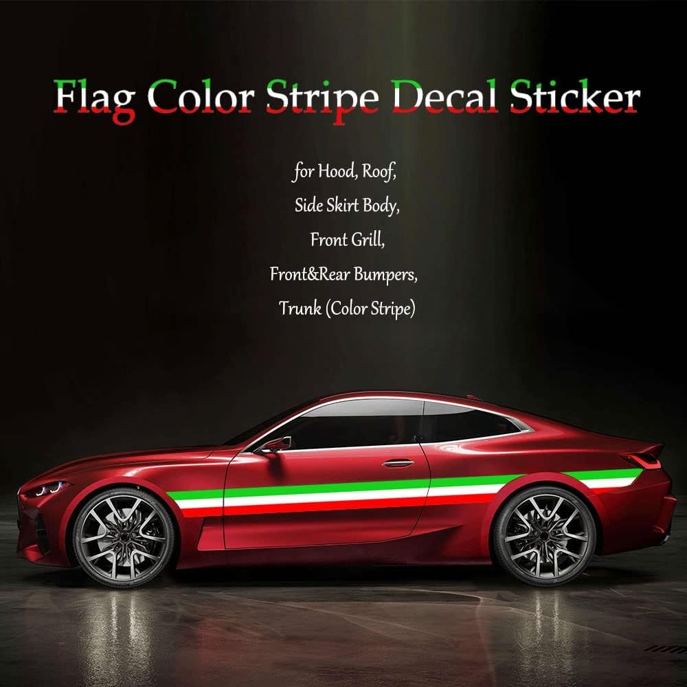 78"x5.9" Italy Flag Color Stripe Decal Sticker Decoration, DIY Modifed Stripe…