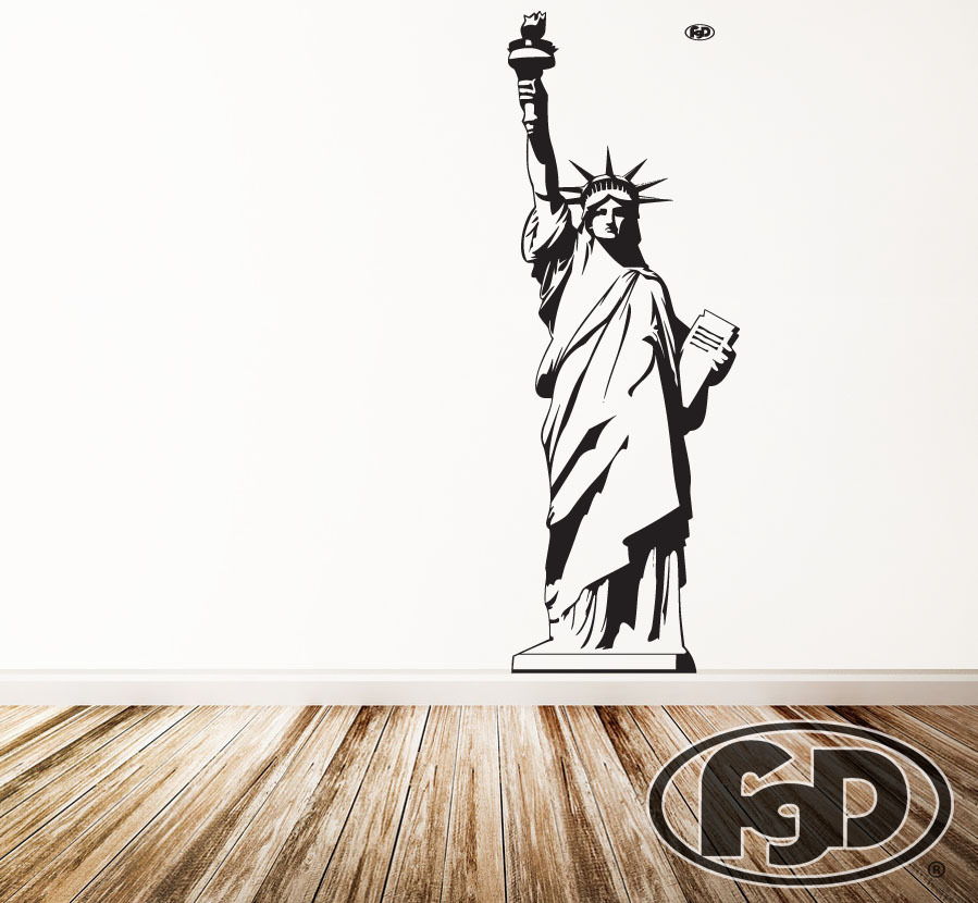 FGD Statue of Liberty Vinyl Wall Decal / Sticker In Black or White 20" x 57"