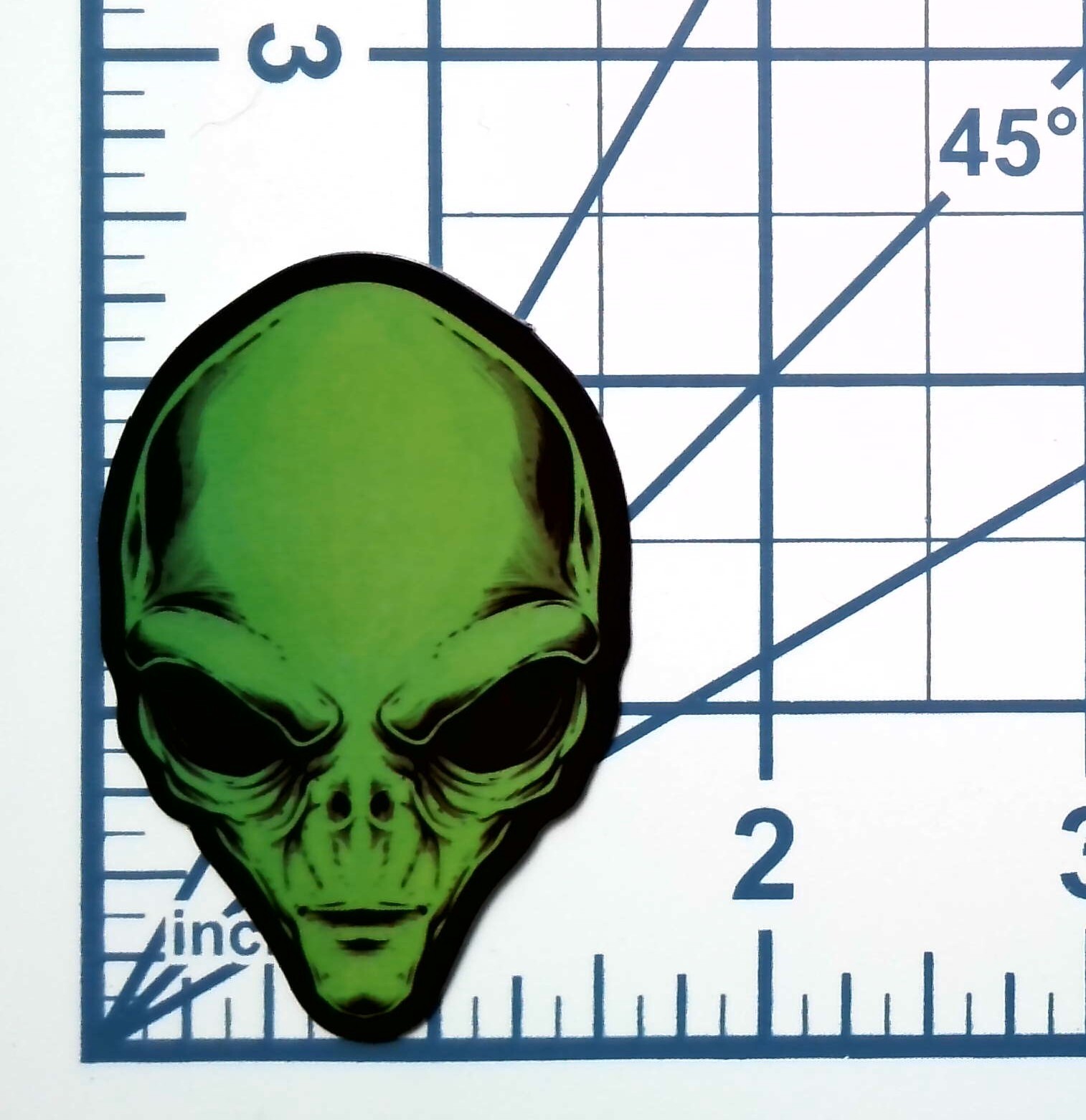 Green Alien Head Die Cut Vinyl Sticker Decal UFO Space Journal Scrapbook