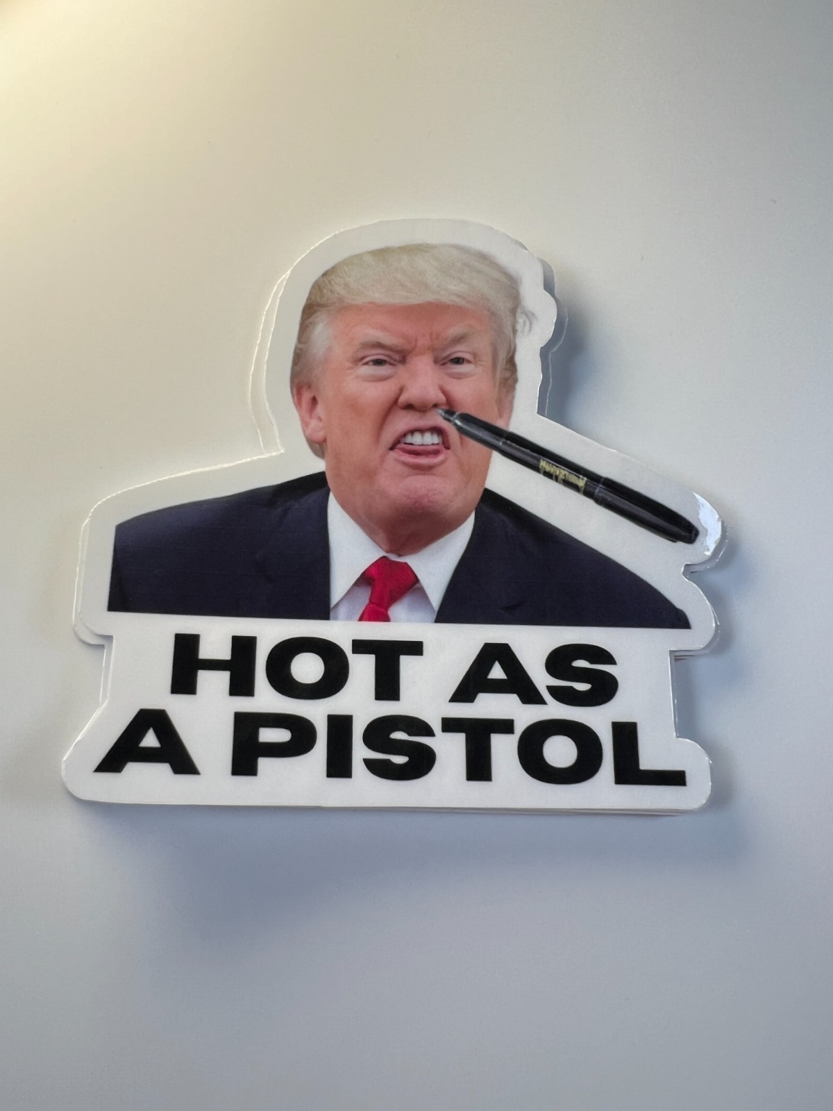 Trump Stickers "HOT AS A PISTOL" MEME Gas Pump Waterproof Vinyl NEW 1/10/50/100