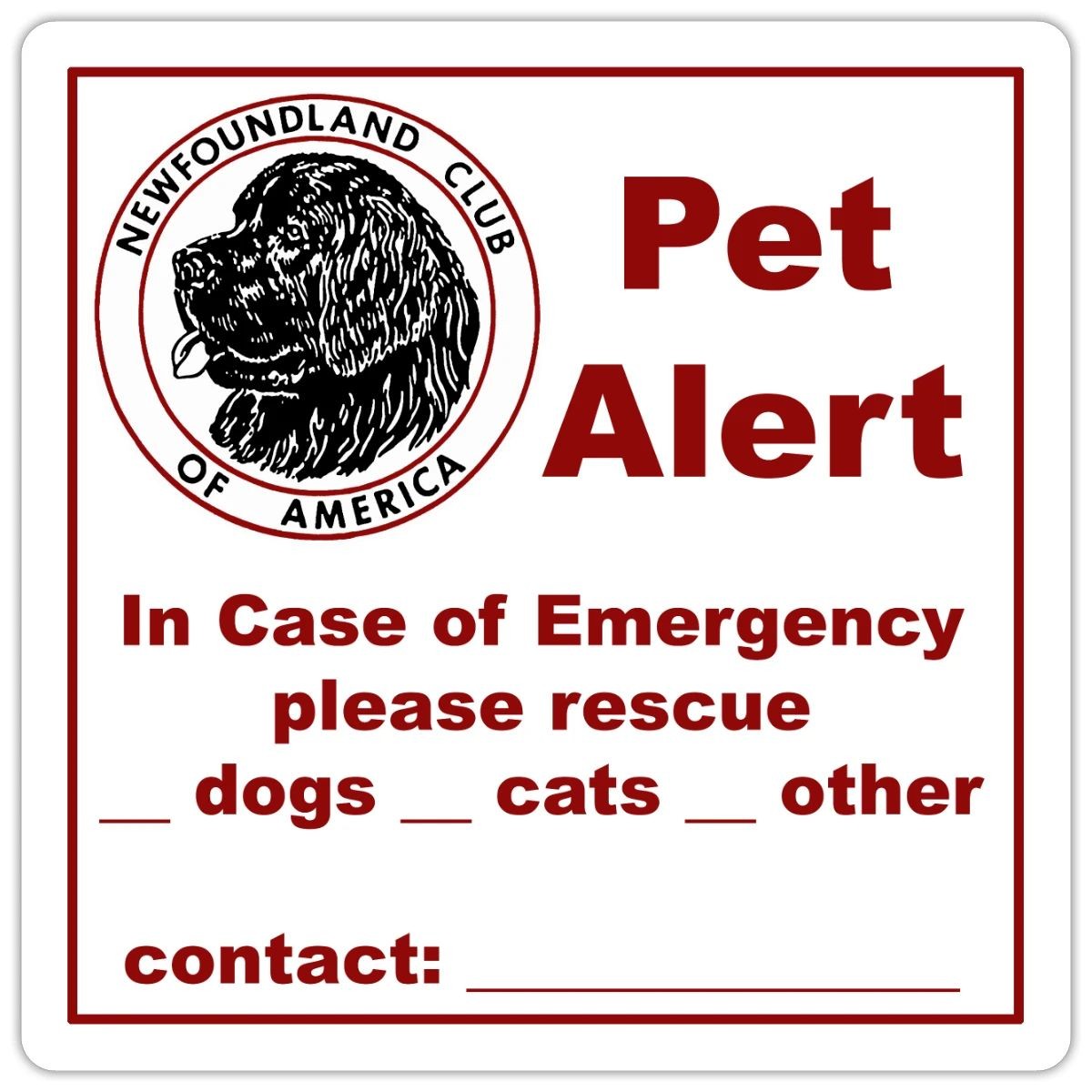 Pet Emergency Rescue Alert Sign Sticker, max. 4 x 4", 4 x 4", white matte