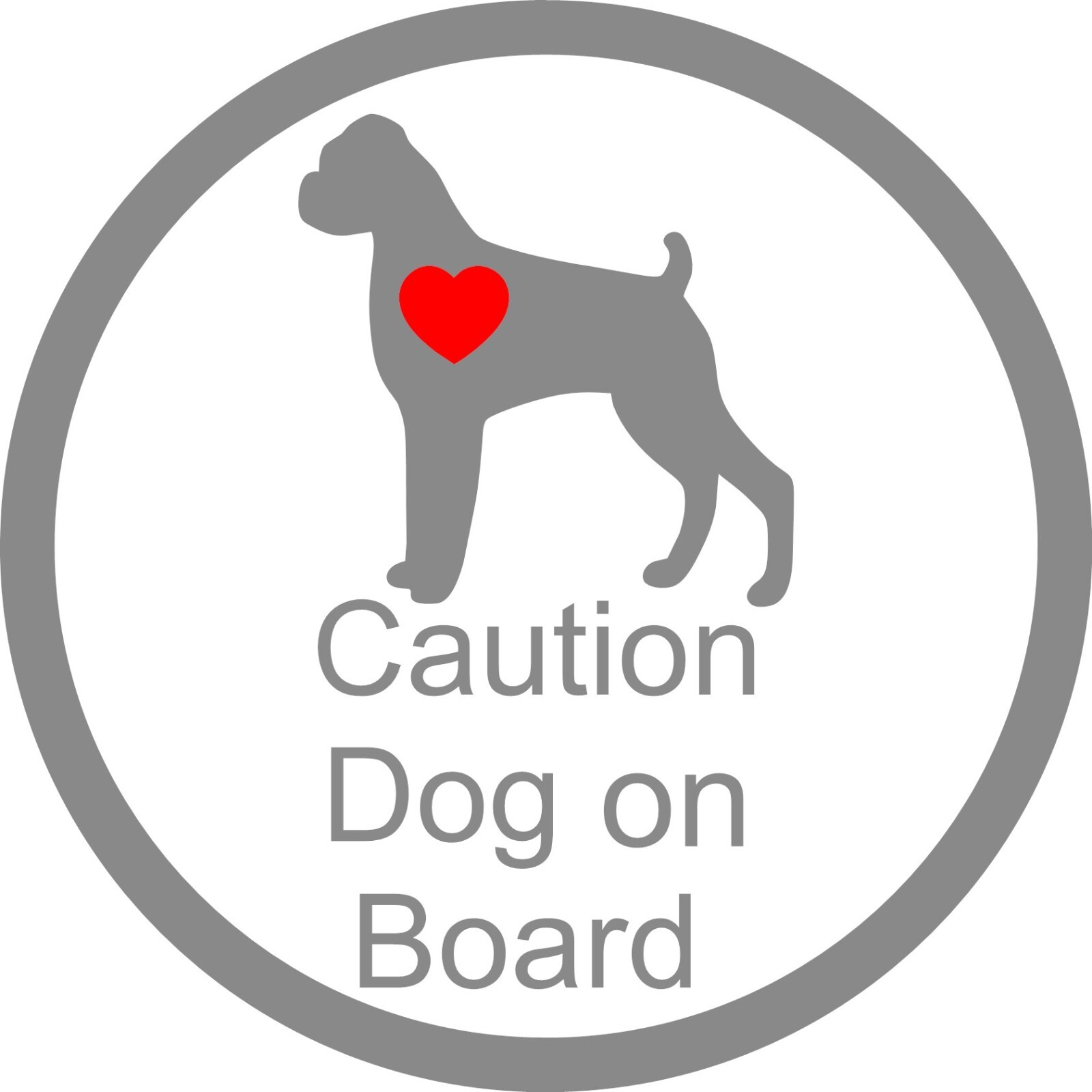 DOG on Broad with a RED HEART VINYL DECAL 5.6"in X 5.6" in your choice of color