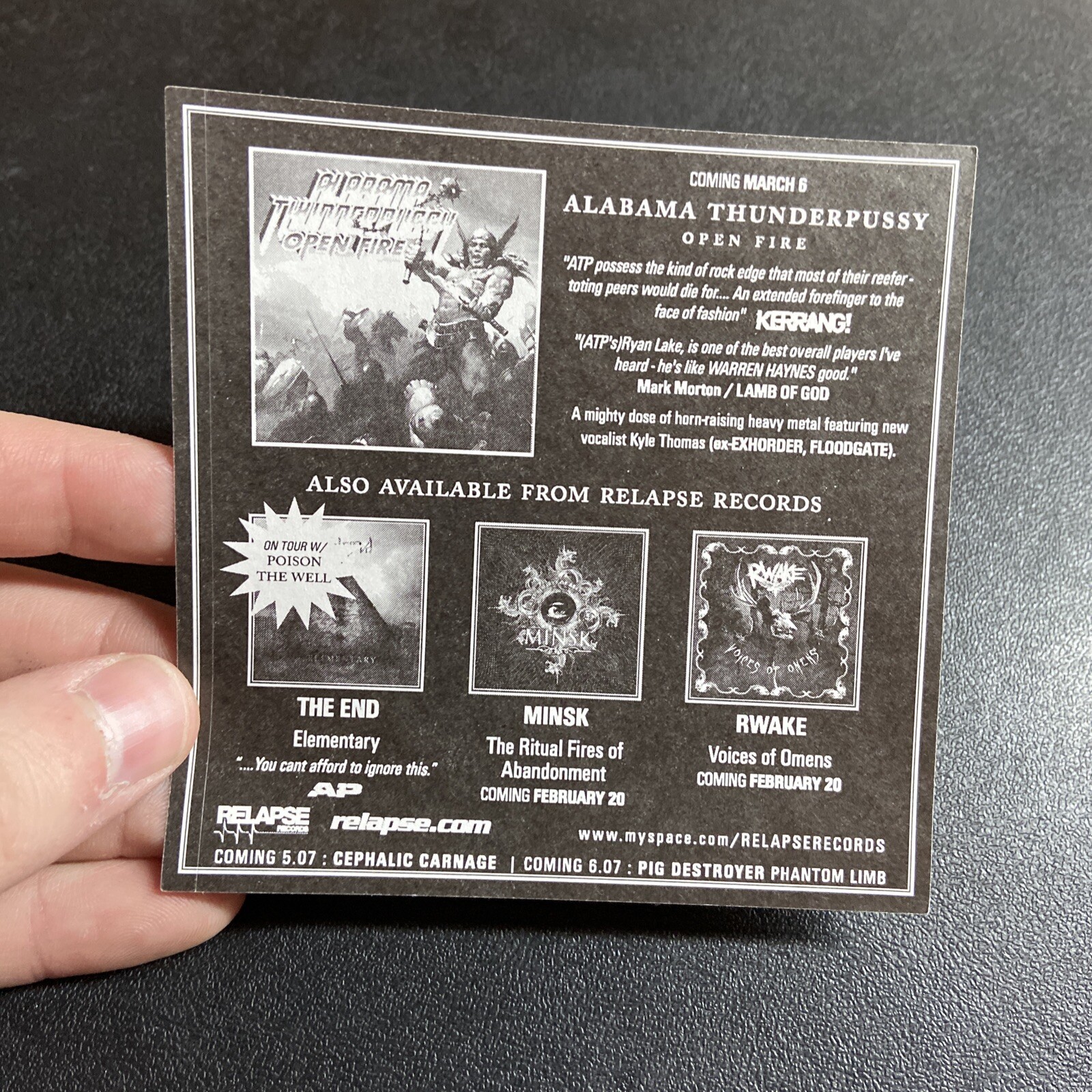 Alabama Thunderpussy Open Fire Promo Sticker Promotional Death Metal Band Decal