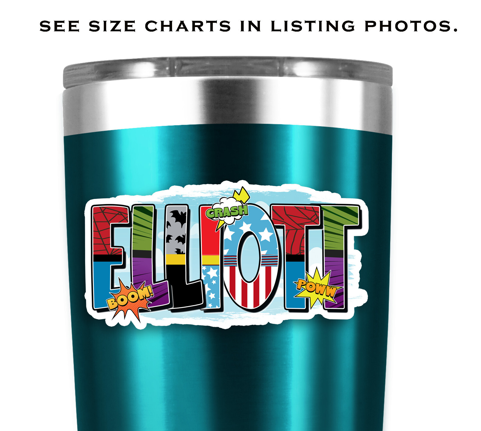 Custom Name Sticker · Vinyl · Personalized · Superhero Style · Cool Aesthetic ·
