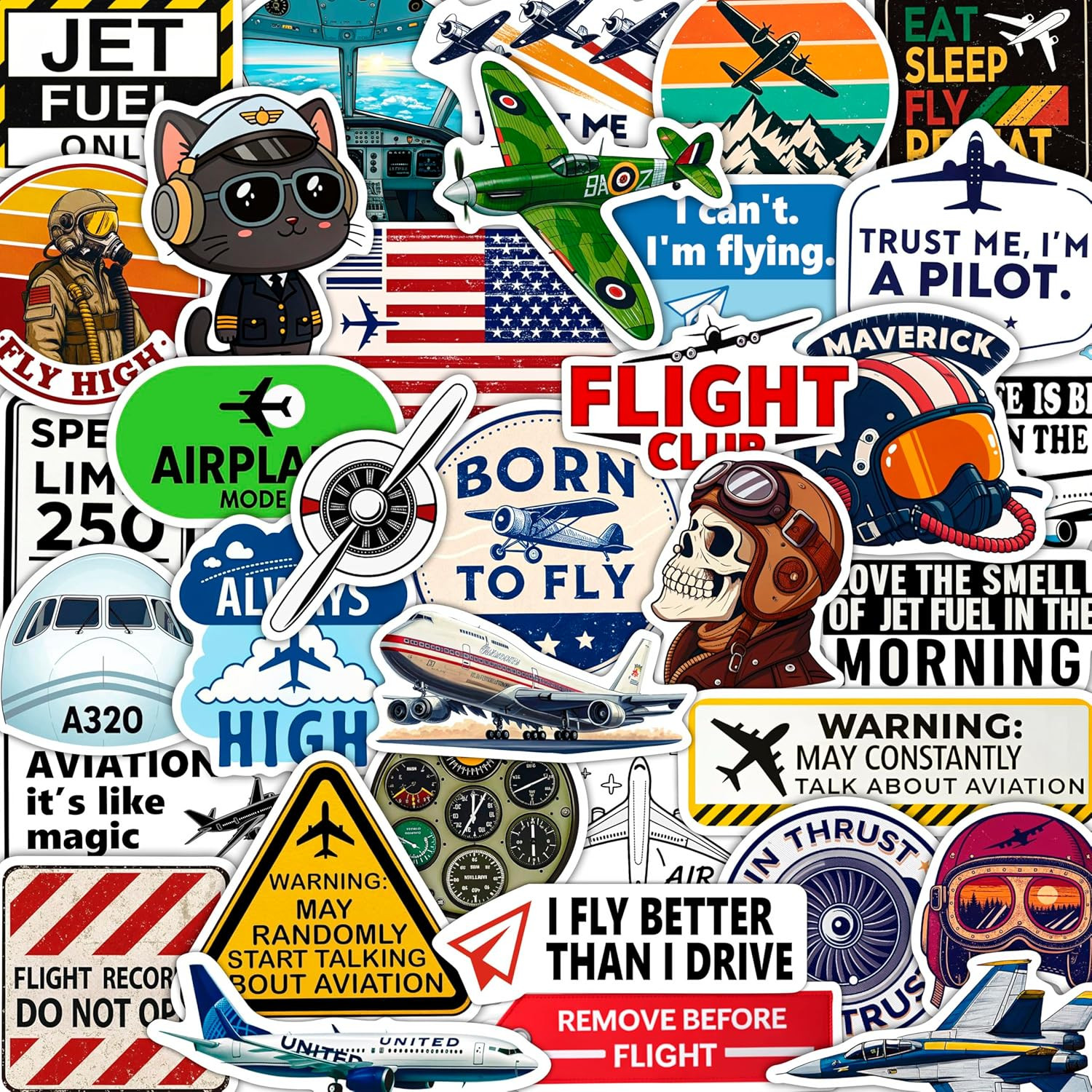 100Pcs Aviation Stickers and Decals Waterproof – Pilot Stickers for Laptop, Airp