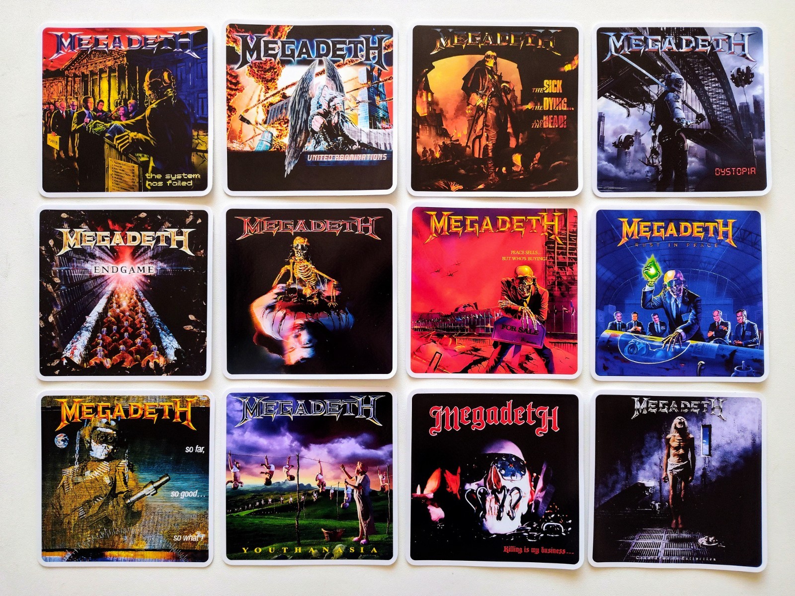 Megadeth Inspired Vinyl Sticker Lot (12 Stickers) thrash metal metallica exodus