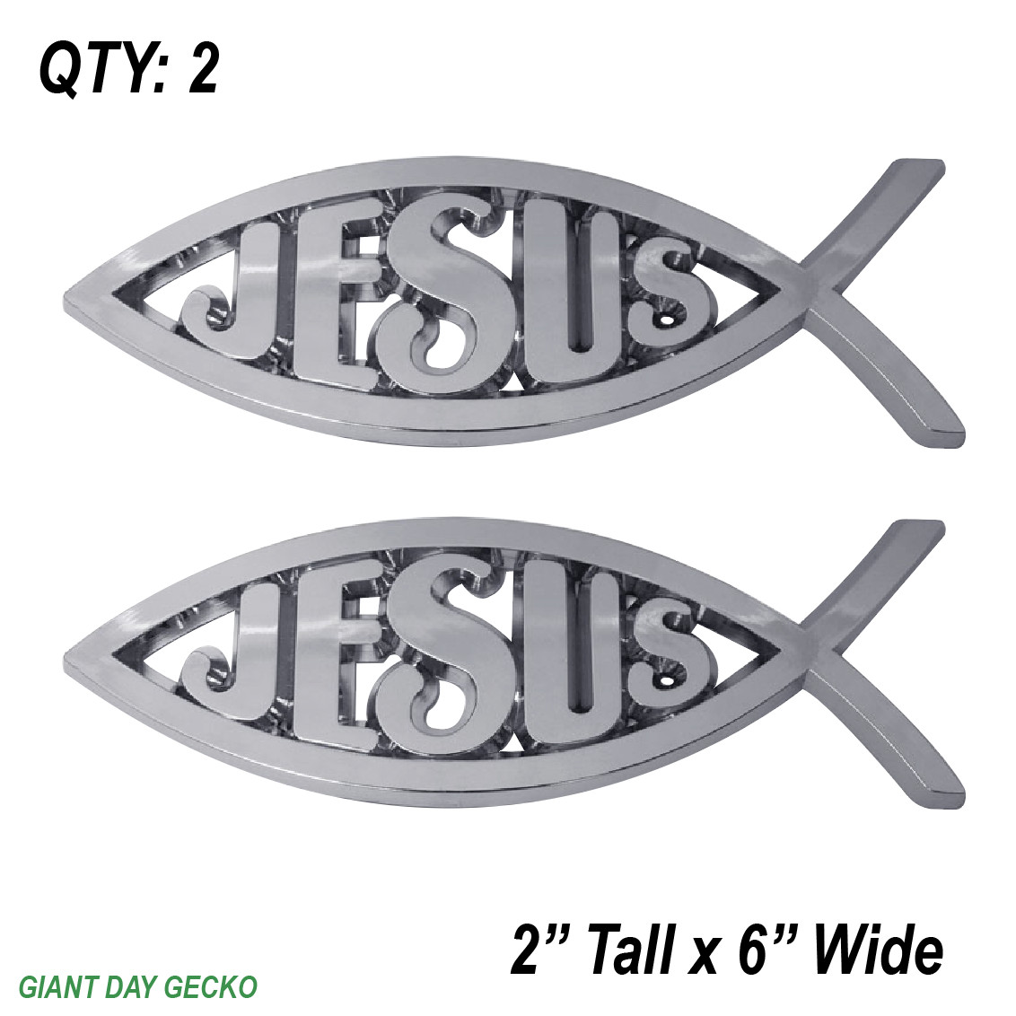 (2) TWO JESUS FISH Vinyl Decal Sticker For Car Laptop Skateboard NEW Christian