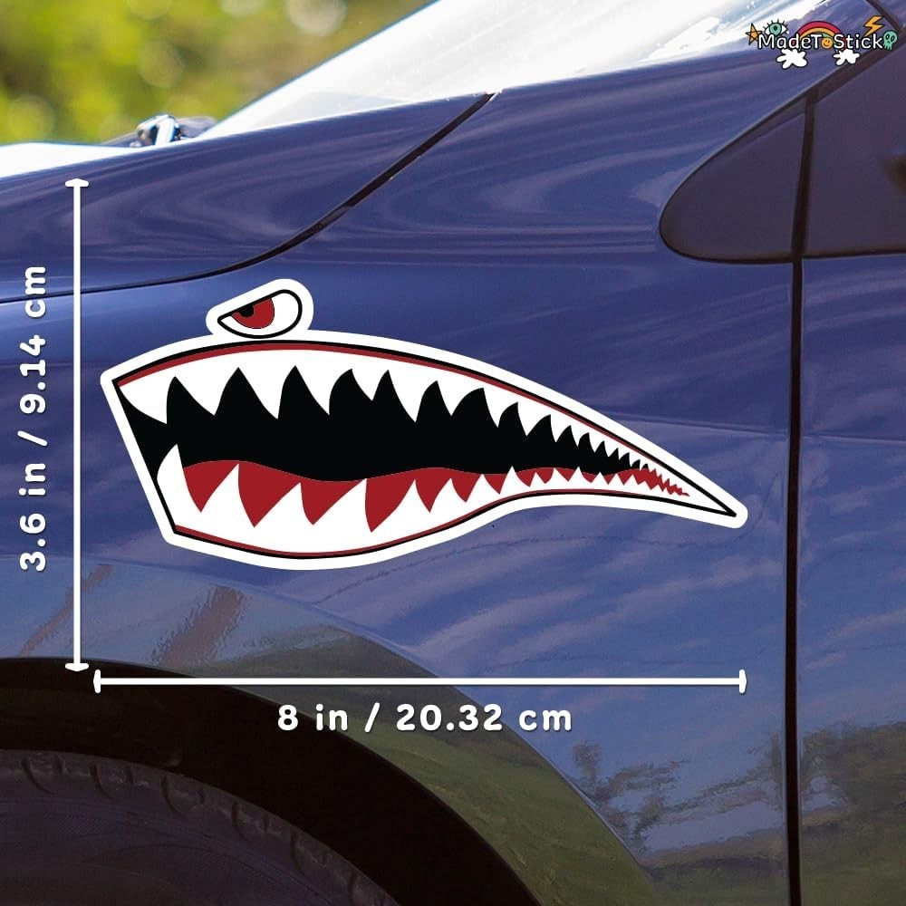 Shark Mouth Teeth Vinyl Decal Set Military Bomber Style Sticker For Auto 8 Inch