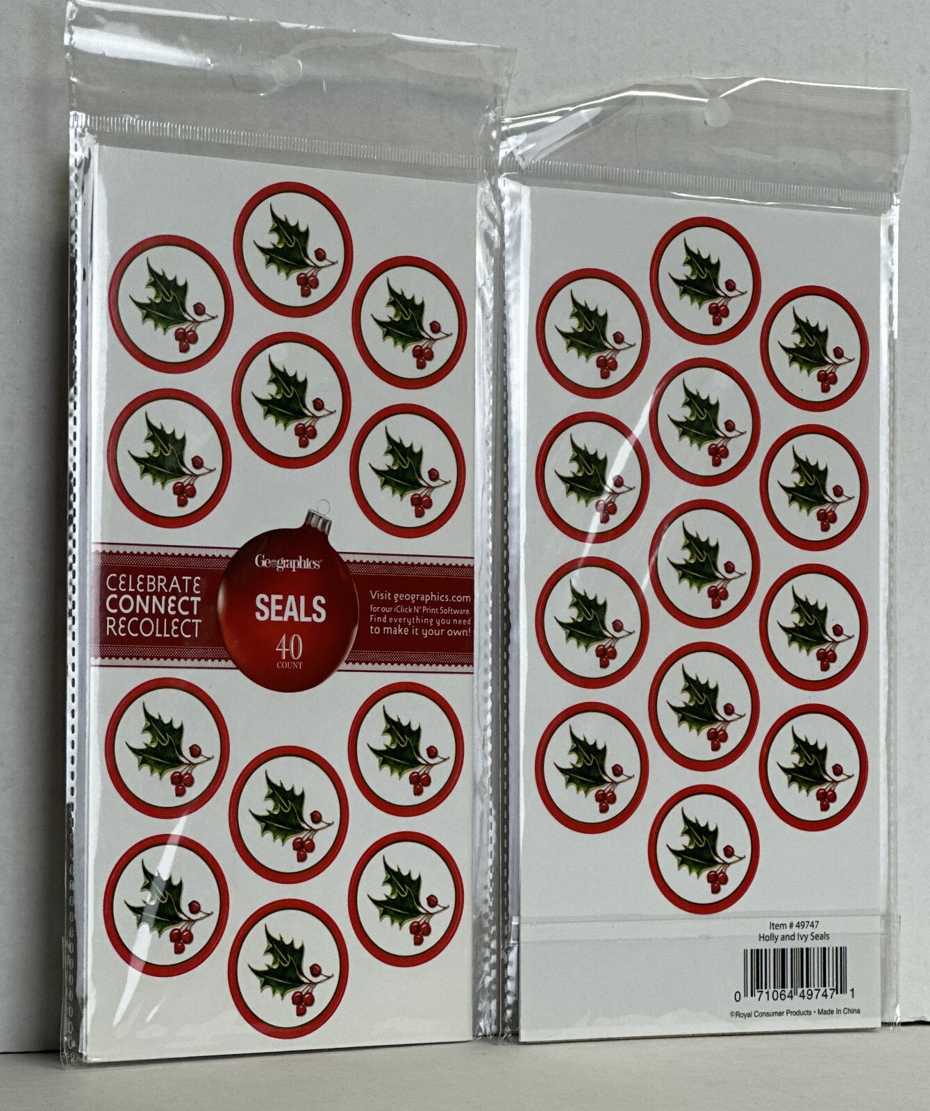 Geographics Holly Berry Christmas Seals 1-Pack 40 Count