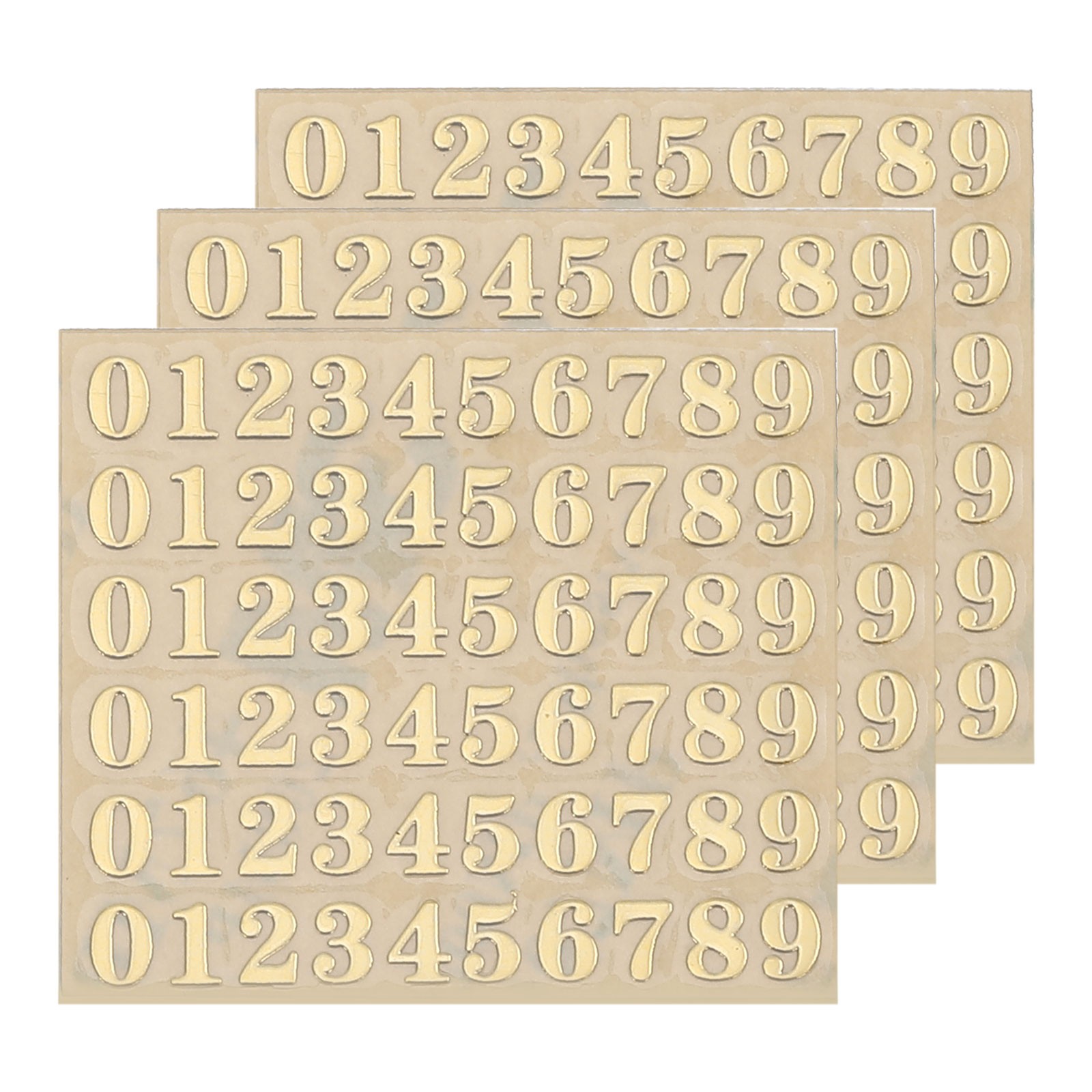 3 Sheets 4.5mm/0.18inch Mini Number Stickers Number 0-9 Sticker Gold