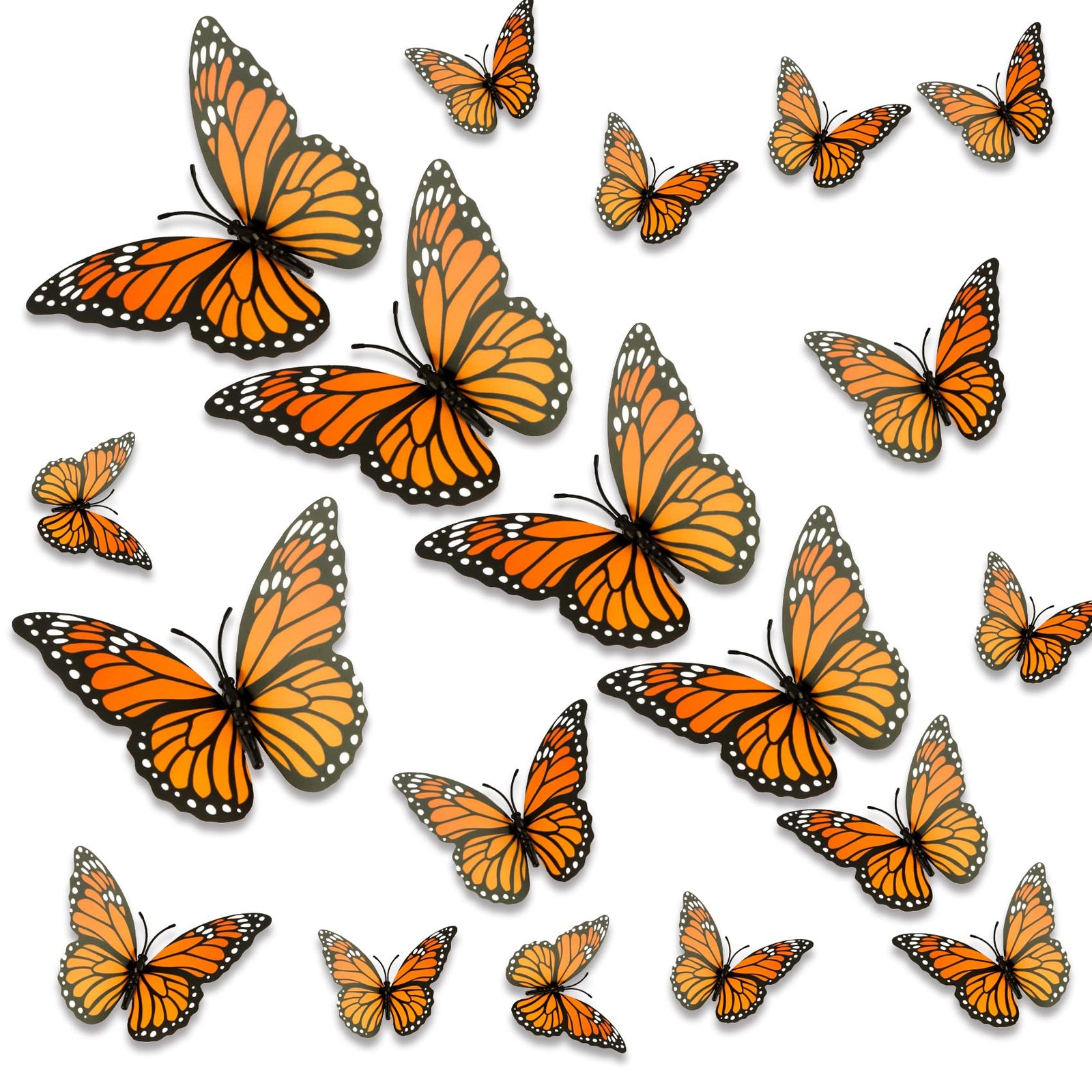 Monarch Butterfly Decorations, 24 PCS Monarch Butterfly Wall Decor 3D Orange Fak