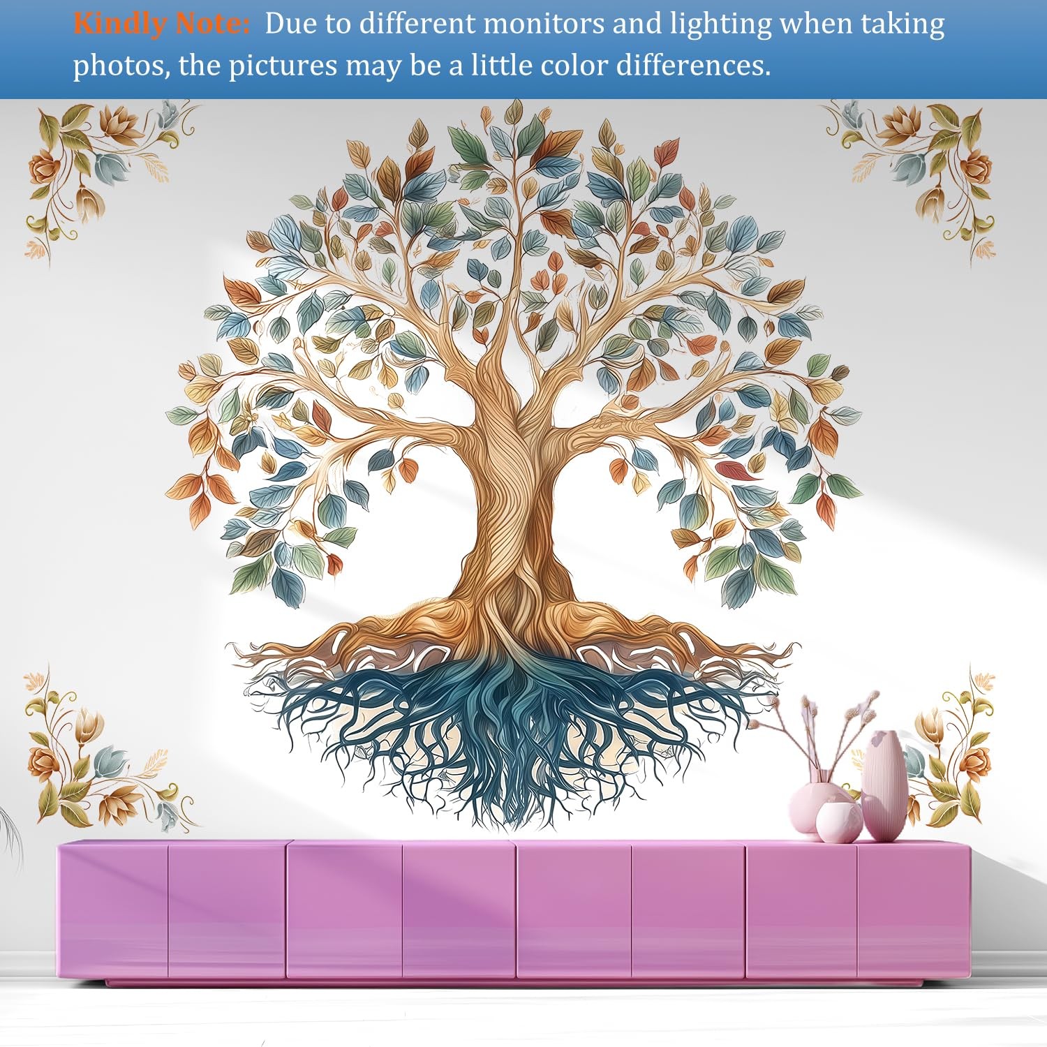 Tree of Life Wall Decals with Mandala Design, Large Bohemian Removable Wall A…