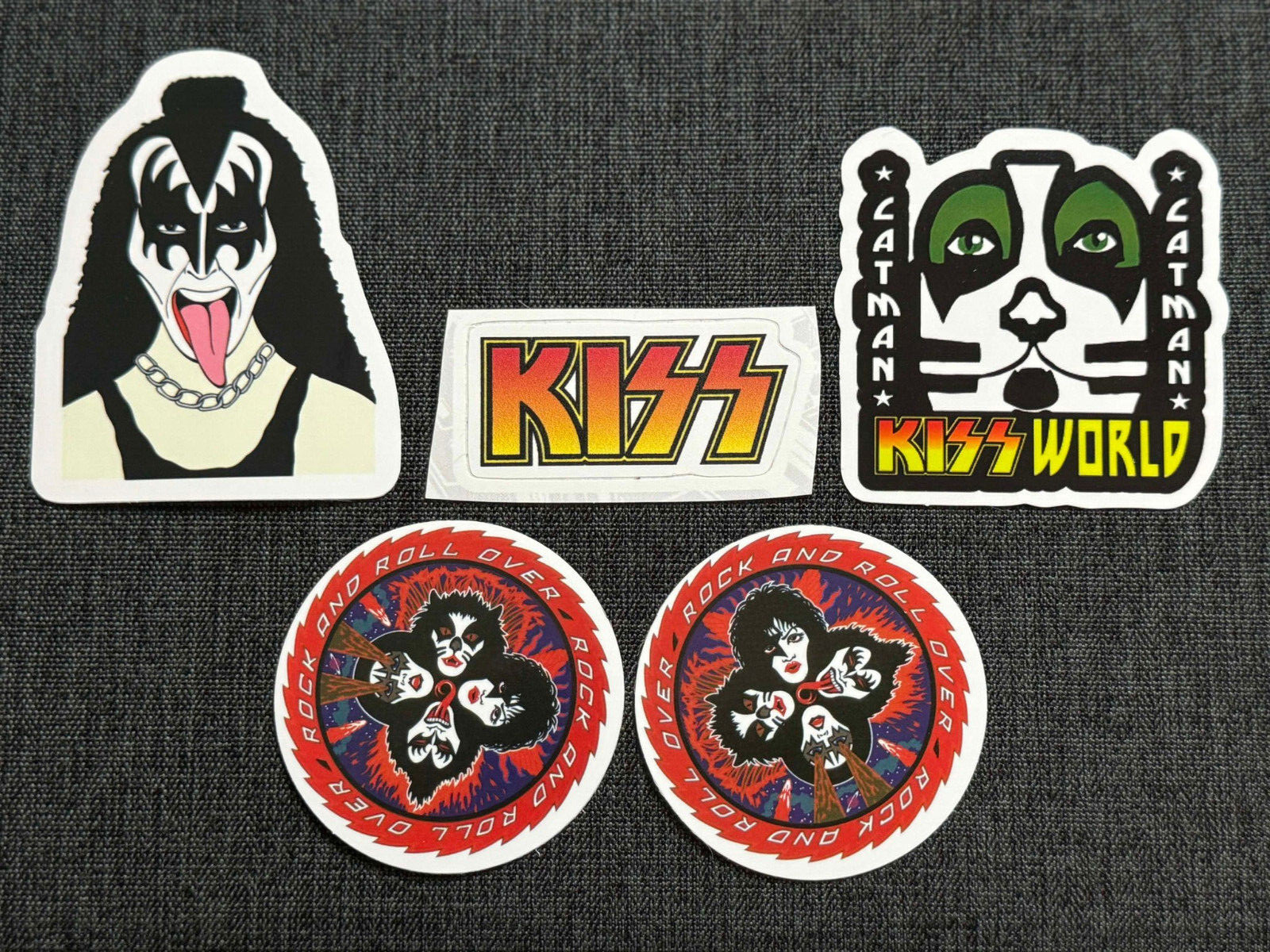 Lot (5) KISS 1" to 3" Band Logo STICKERS Fast FREE SHIP! Rock & Roll Over CATMAN