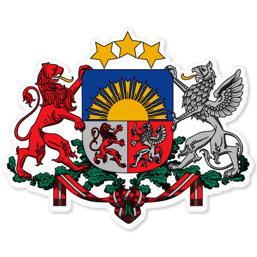 LATVIA Latvian Coat of Arms bumper sticker 5" x 4"