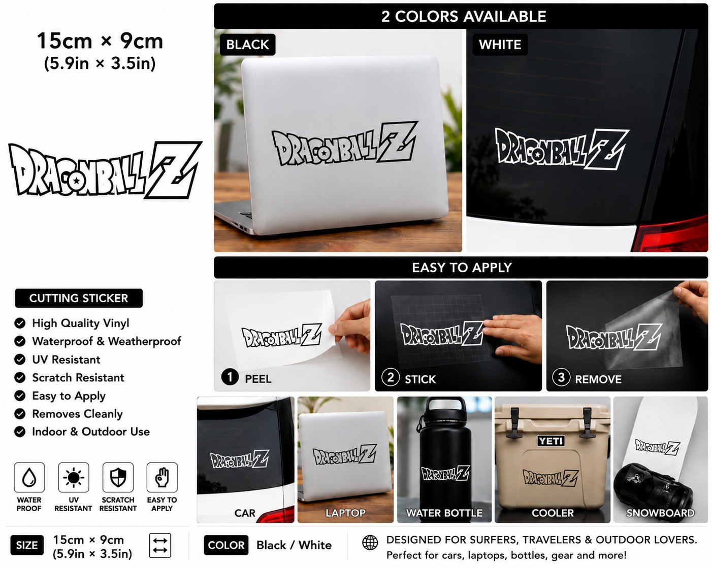 Dragon Ball Z Style Vinyl Sticker Decal JDM Anime Waterproof Car Laptop