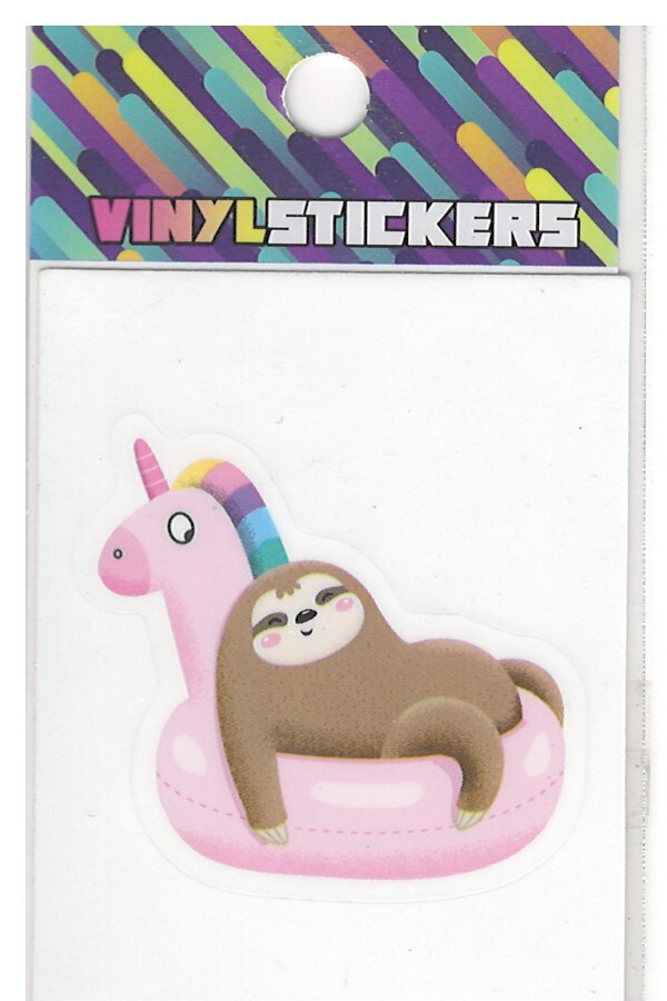 Sloth In Pink Pool Tube High Quality Vinyl Sticker