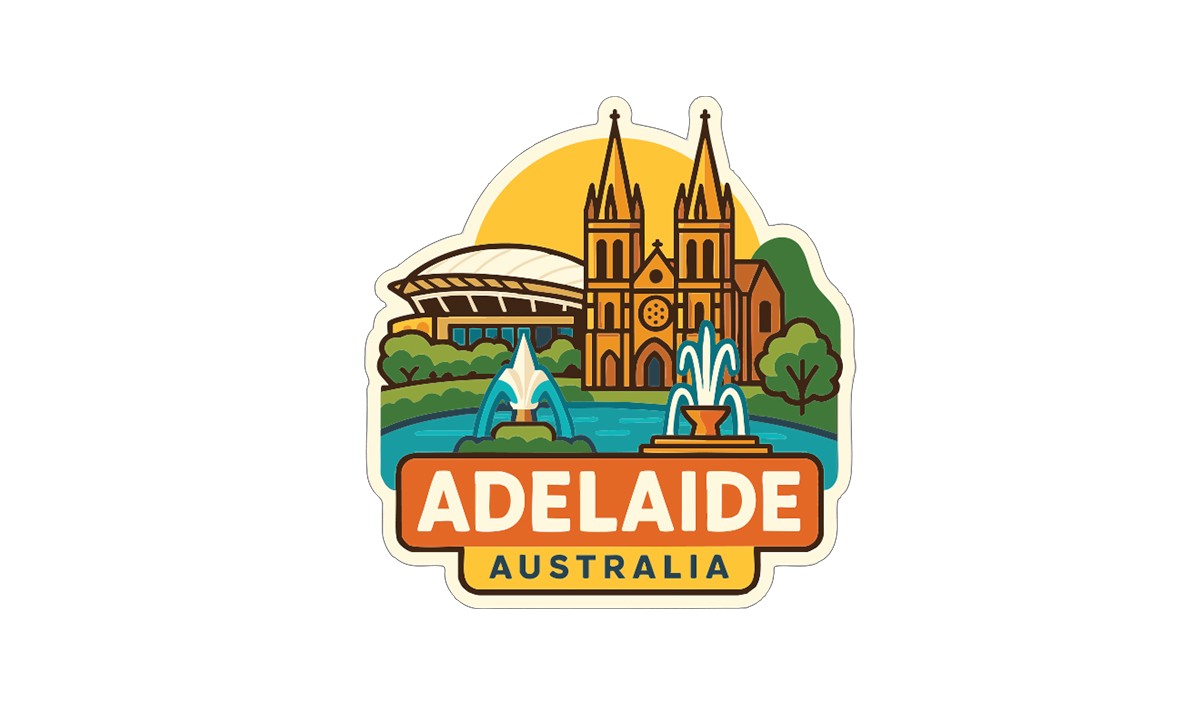 Adelaide Australia Sticker Decal Vinyl Die-Cut City Skyline Landmark Design