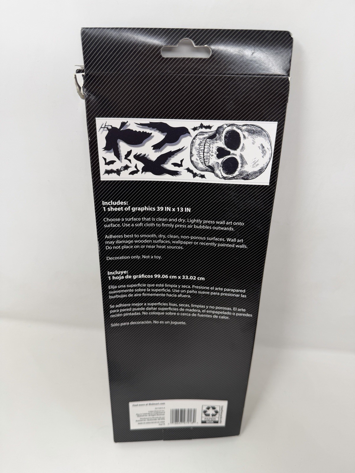 Halloween Skull Raven Bat Wall Art Decals Gothic Spooky Decor 39" x 13"