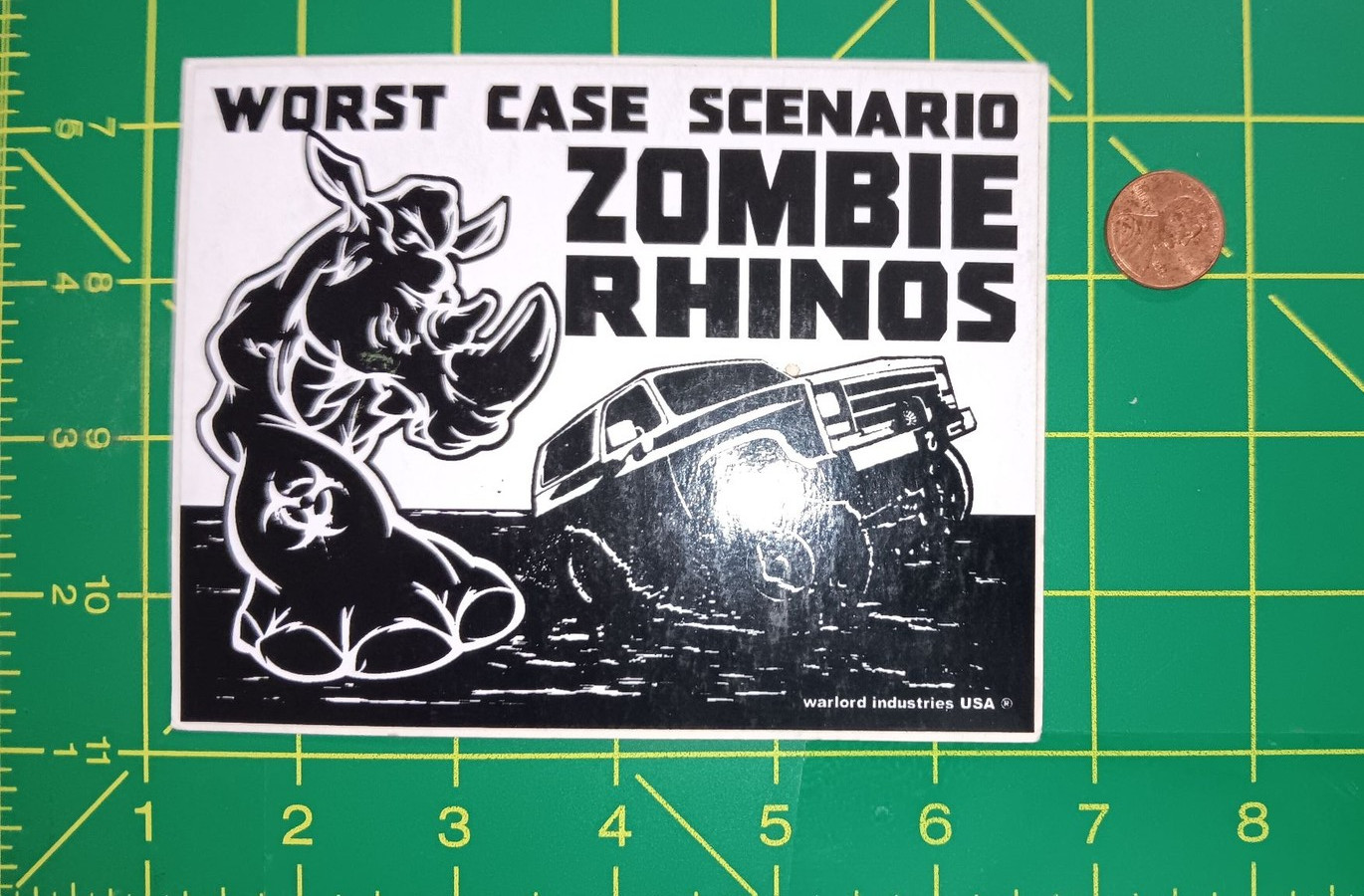 Warford Industries Sticker Zombie Rhinos Collectible Glossy Black White Decal