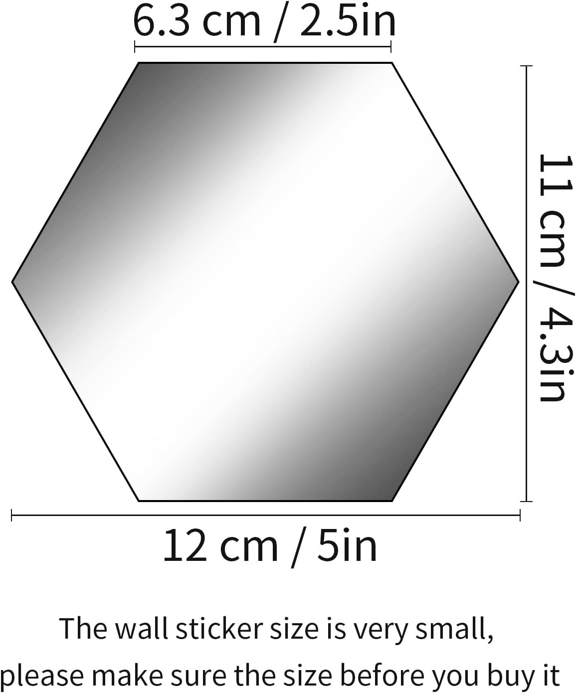 24 Pieces Hexagon Mirror Wall Sticker Removable Acrylic-12.6 x 11 x 6.3 cm