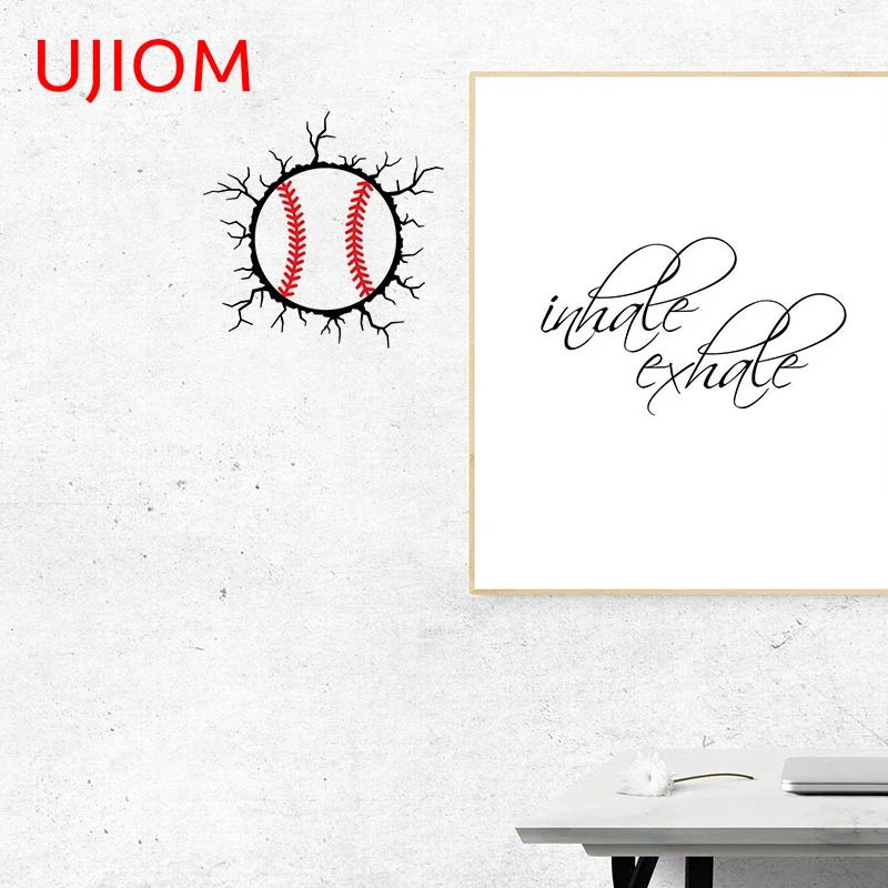 UJIOM 13cm Baseball Crack 3D Wall Sticker Sunscreen Vinyl Decal Creativite