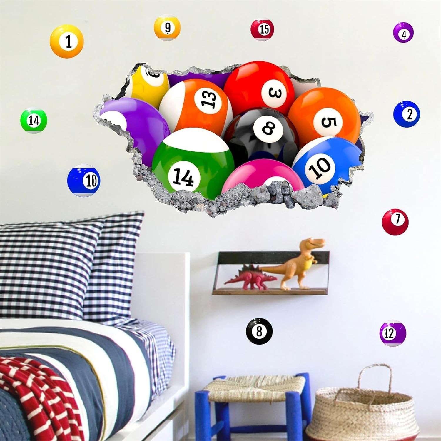 Removable Billiard Ball Wall Decals – Sporty Decor for Playrooms and Nurseries