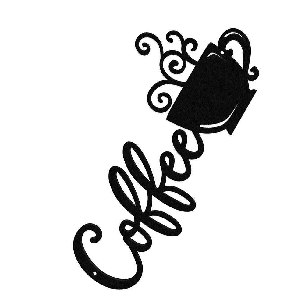 Contemporary Coffee Cup Metal Wall Art Iron Decor for Home Office 38 18cm