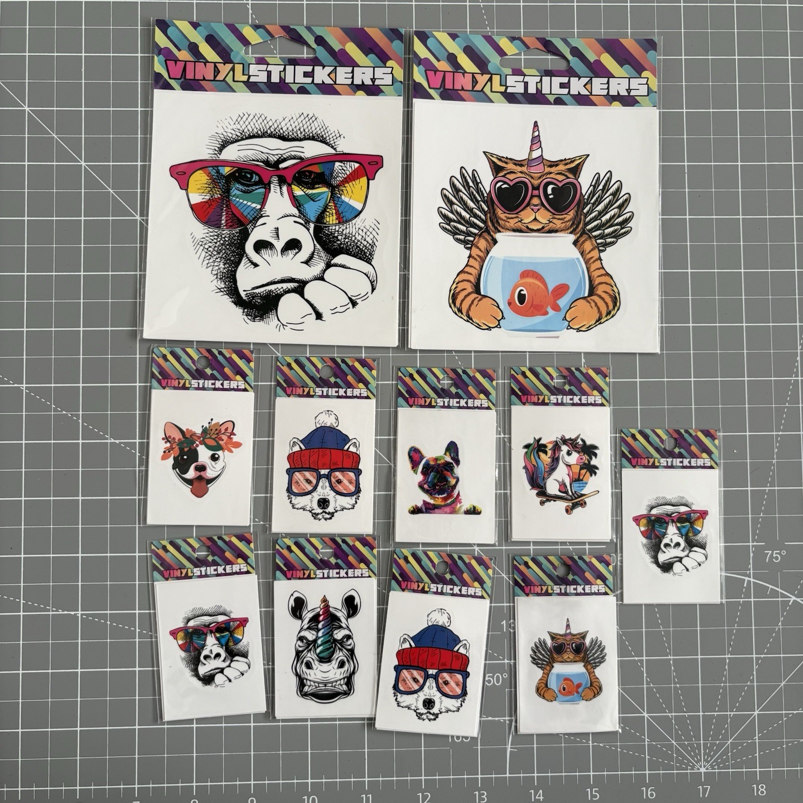 11-Piece Assorted Cool Animals Vinyl Sticker Pack