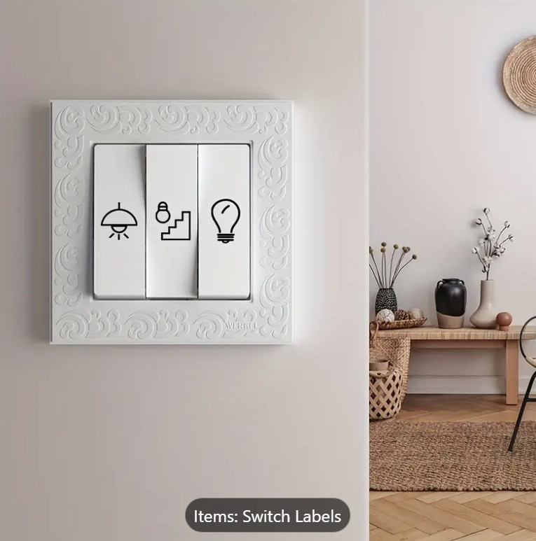 100pcs Light Switch Labels Icon Stickers Household Transparent Light Fan Heater