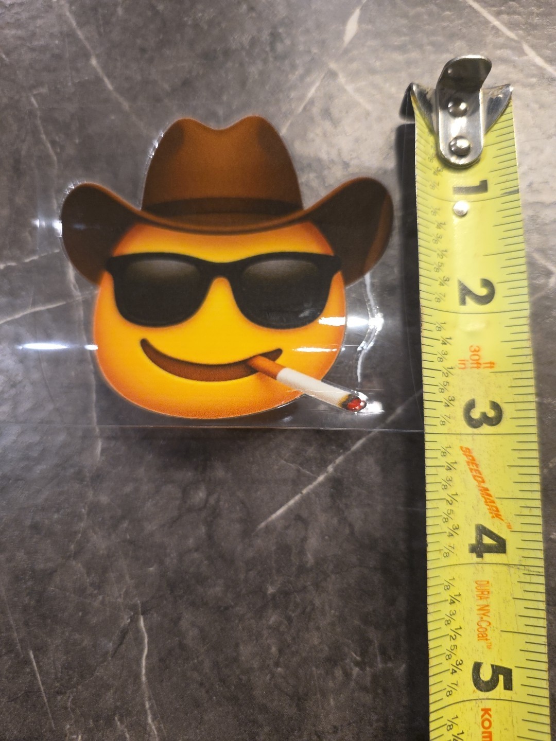 Cowboys Smiley Face Emoji Smoking UVDTF Raised Decal Sticker Waterproof Color