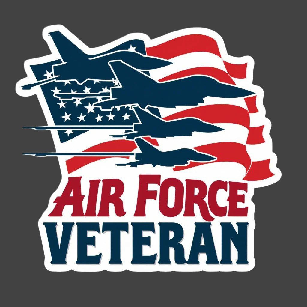 Air Force Veteran Jet Squadron Flag Sticker Vinyl Decal Patriotic Aviation