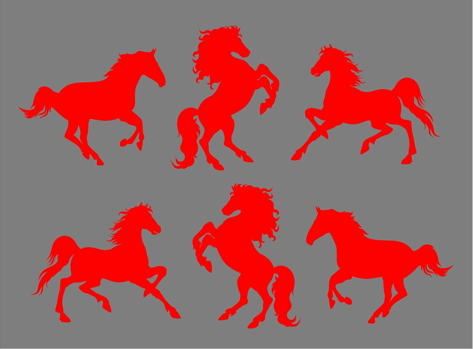 Vinyl Horse Decals set of six horses trailer equestrian decal window stickers