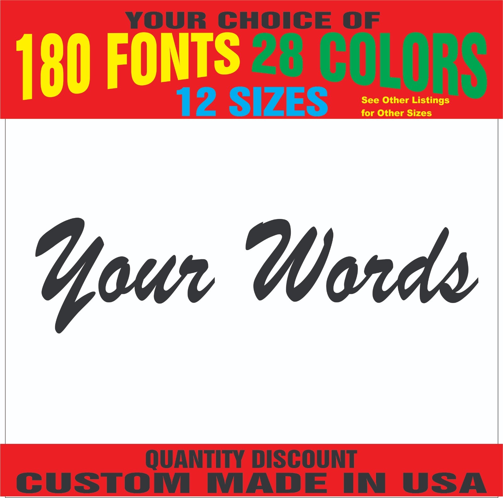 Your Text Vinyl Decal Sticker Car Window Bumper Letters Numbers Lettering Name