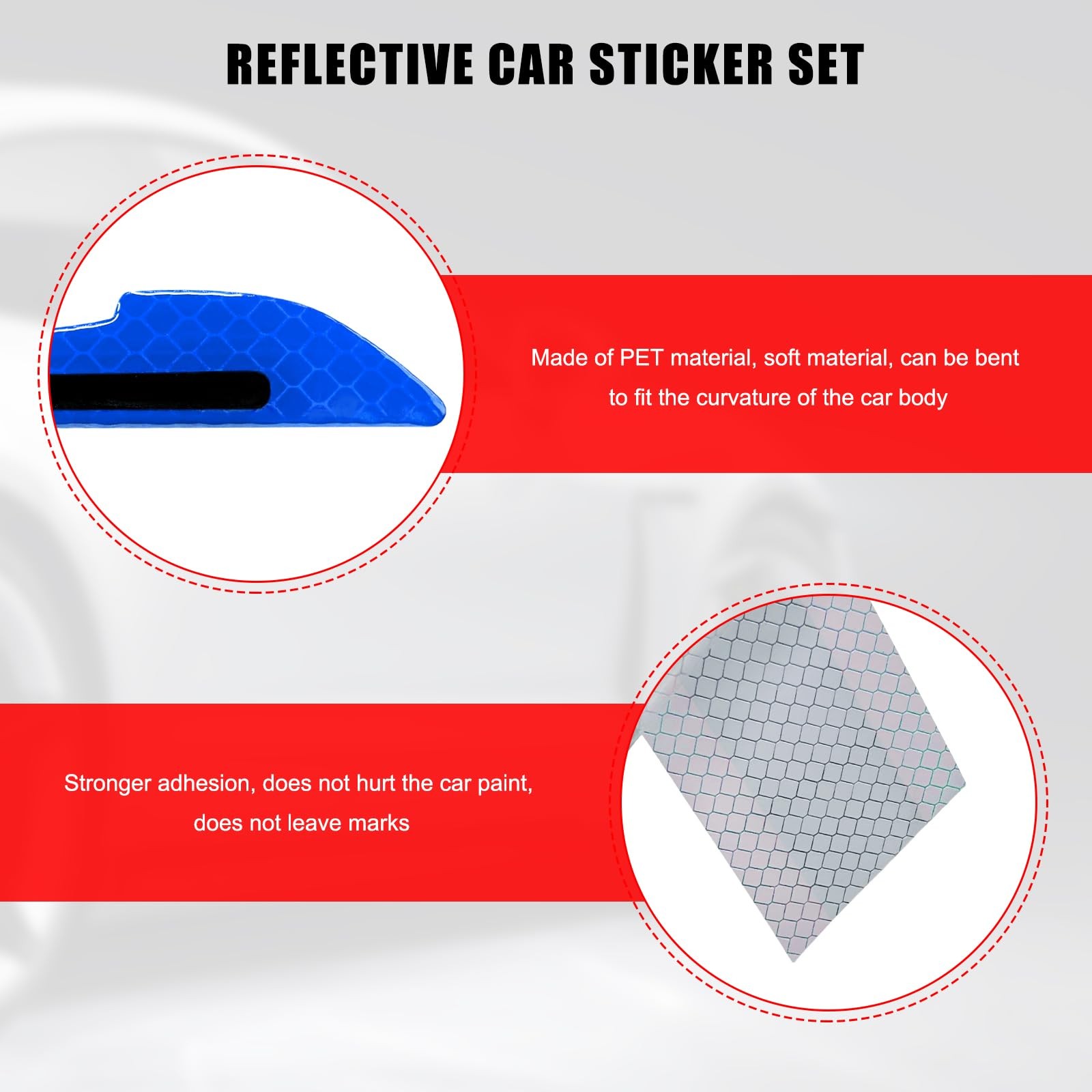 12PCS Reflective Car Stickers Set, Rearview Mirror Side Warning Sticker Door …