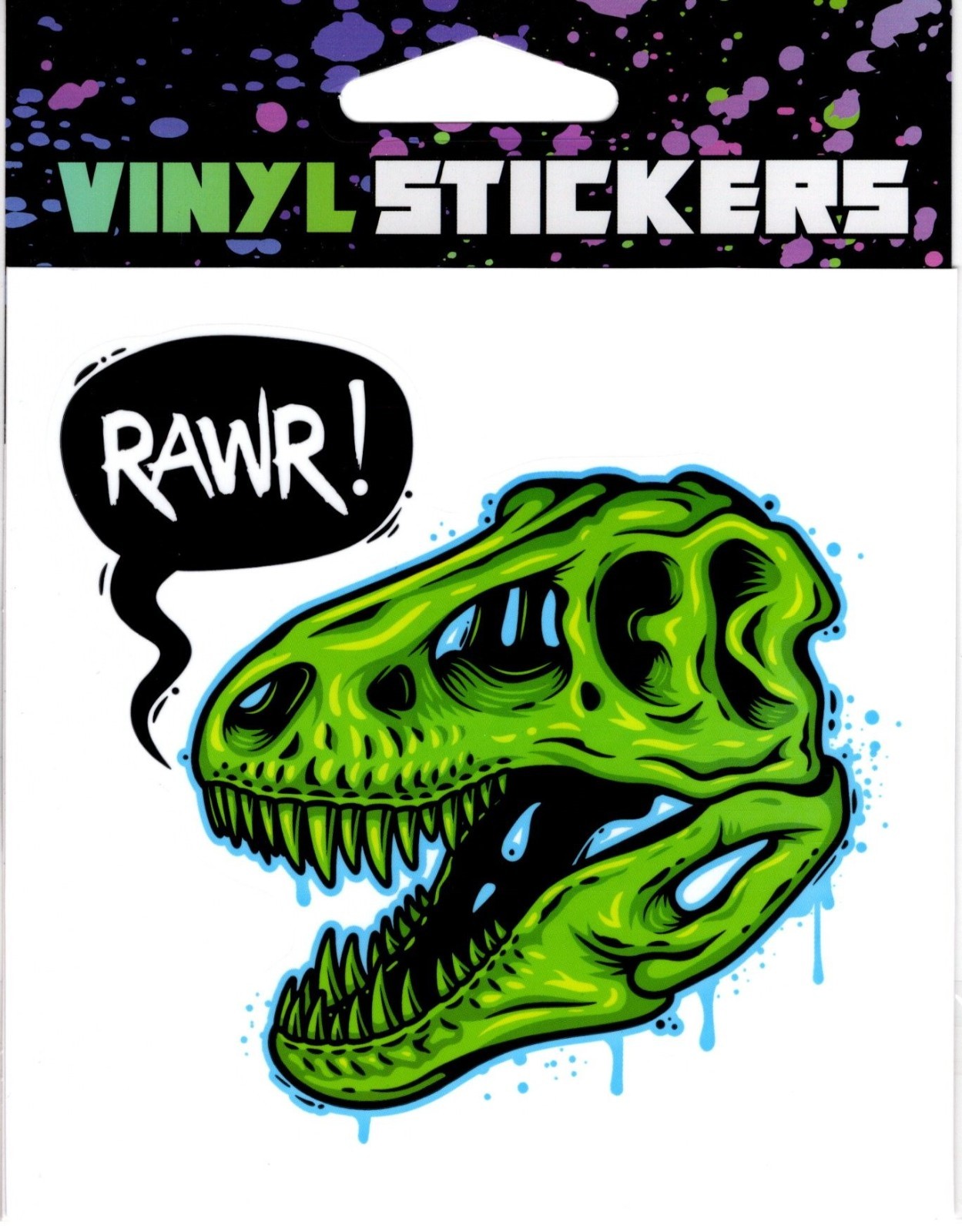 Dinosaur Skull "Rawr" Vinyl Sticker – 4.25in x 4.25in
