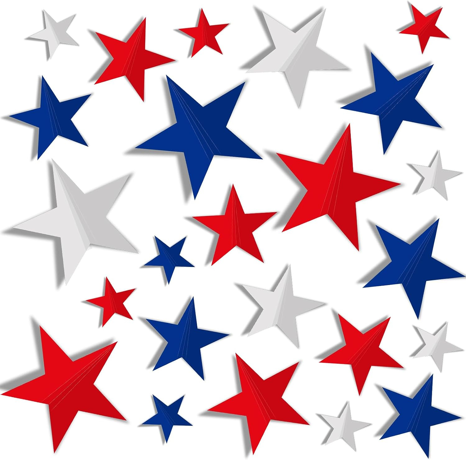 72Pcs 3D Patriotic Wall Stickers Red Blue White Star Window Decals 4th of July R