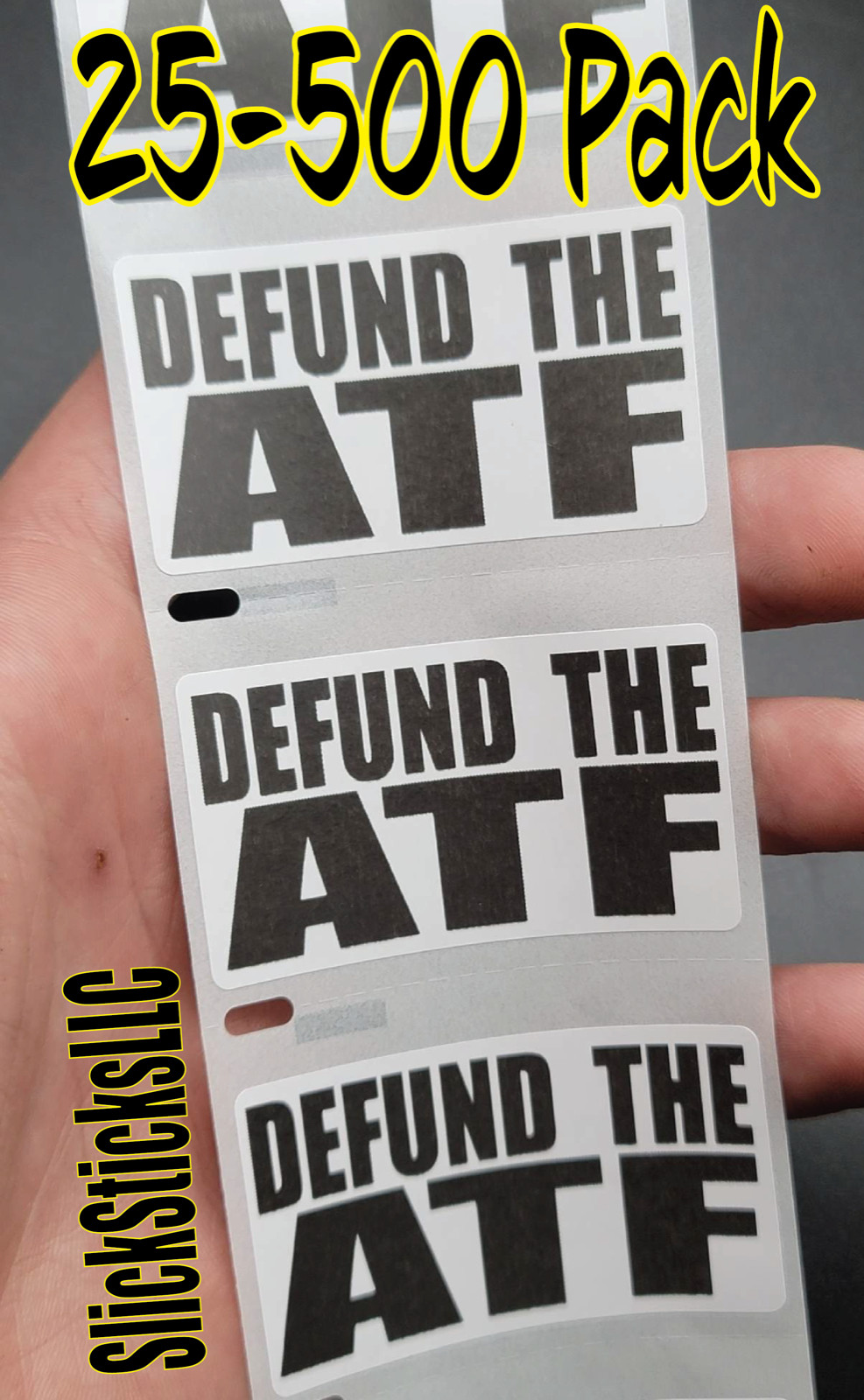 "DEFUND THE ATF" Stickers 25-500 Pack decals labels abolish dismantle end