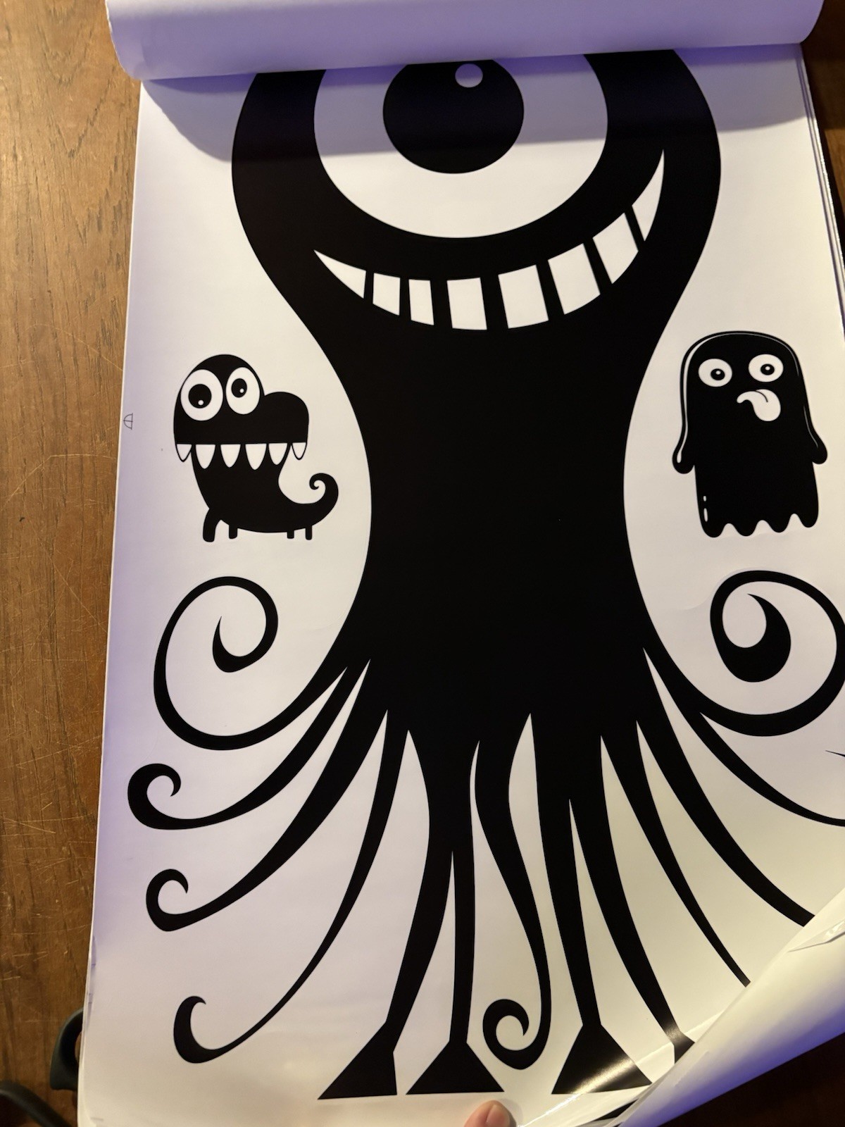Monster Cartoon Vinyl Wall Decal Set, Removable, Black White, Modern, Any Room