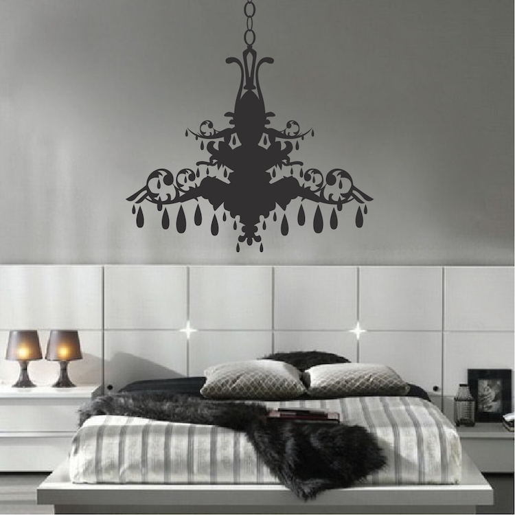 Chandelier Wall Art Sticker, Dining Room Wall Decals, Fancy Chandelier Art, a66