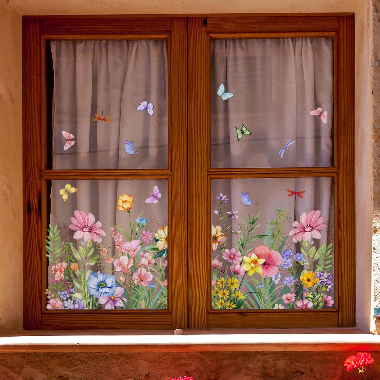 Fade Resistant Floral Window Stickers for Spring Summer Home Decoration