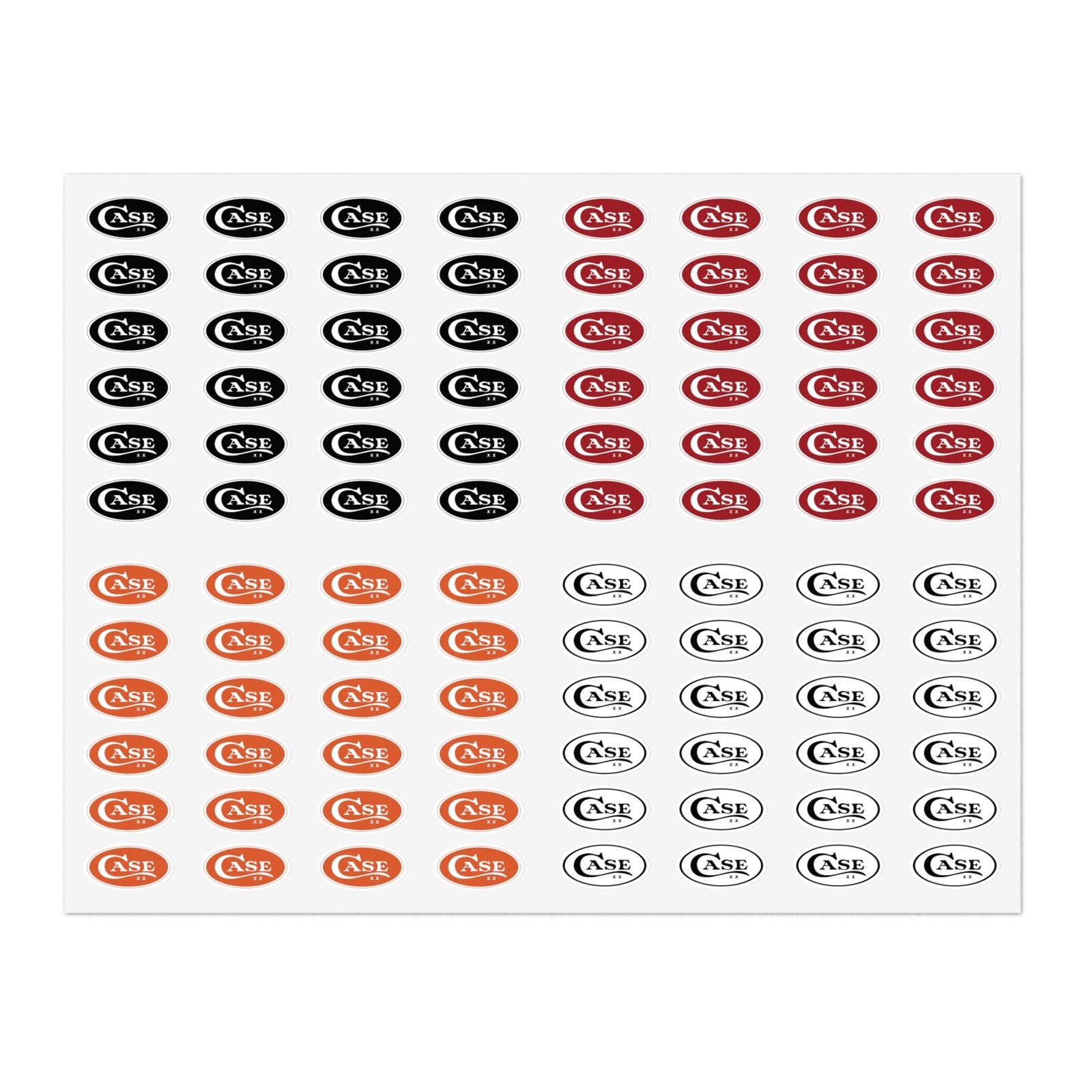 Case XX Knife Logo 90+ Count Approximately 1" Decals (Black, White, Red, Orange)